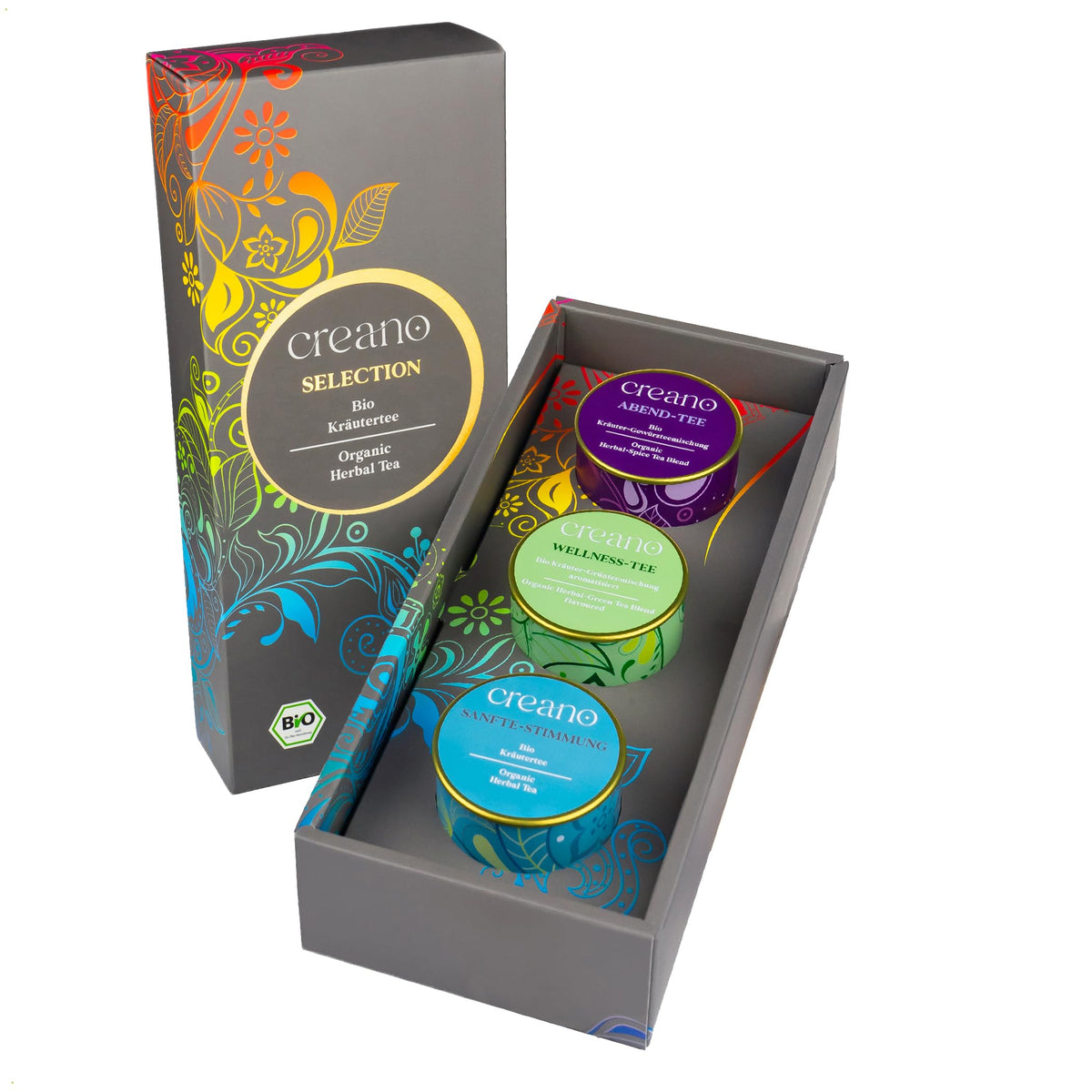Creano Premium Bio Kräutertee Geschenkset „ORGANIC HERBAL TEA“ - 9 Pyramiden-Teebeutel in 9 unterschiedlichen Sorten - 22,5g - NEUHEIT 2024*