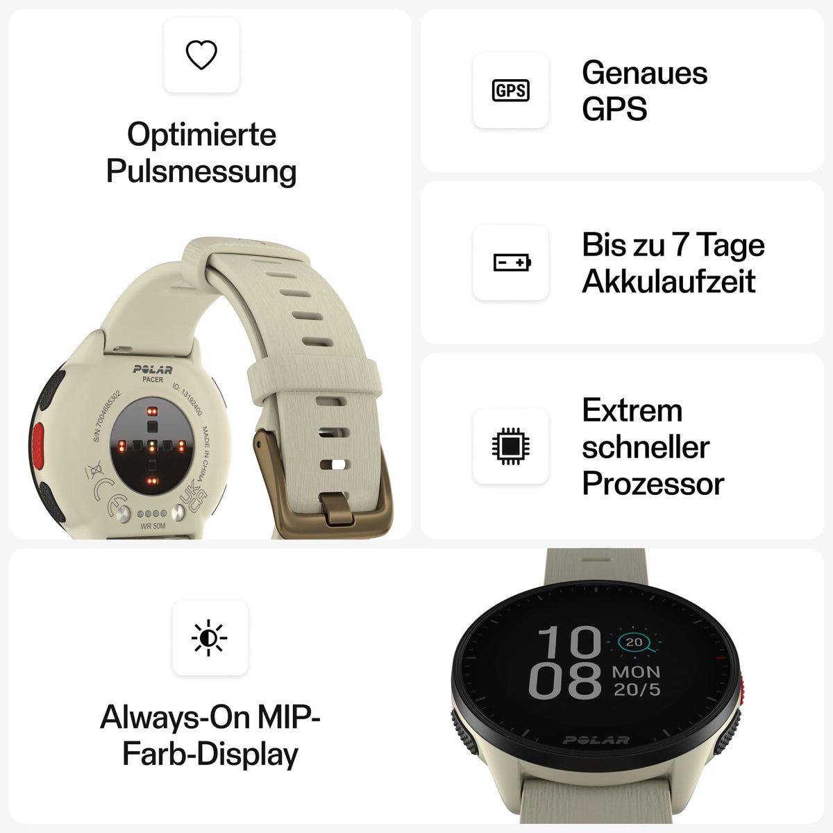 Polar Pacer GPS Hardloophorloge met Polshartslag