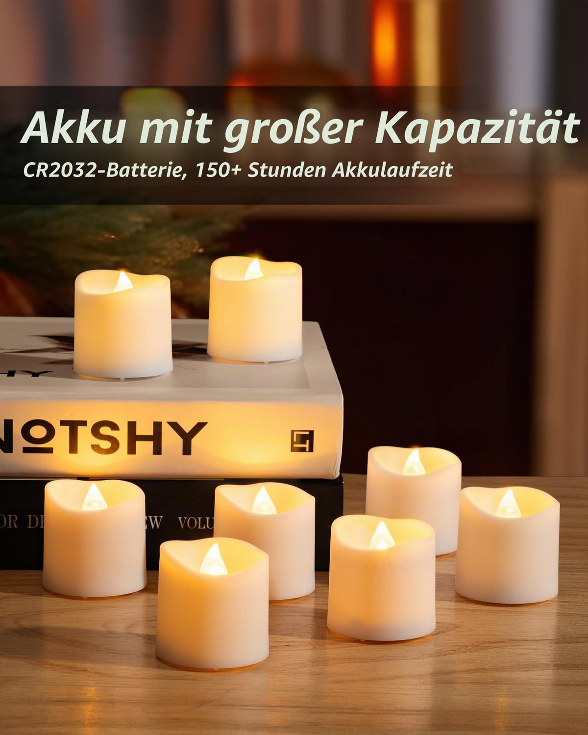 Homemory 12 led teelichter mit Timer, elektrische flackernde batteriebetriebene Kerzen, 6 Stunden an und 18 Stunden aus, 3.2x3.6 cm, Plastik