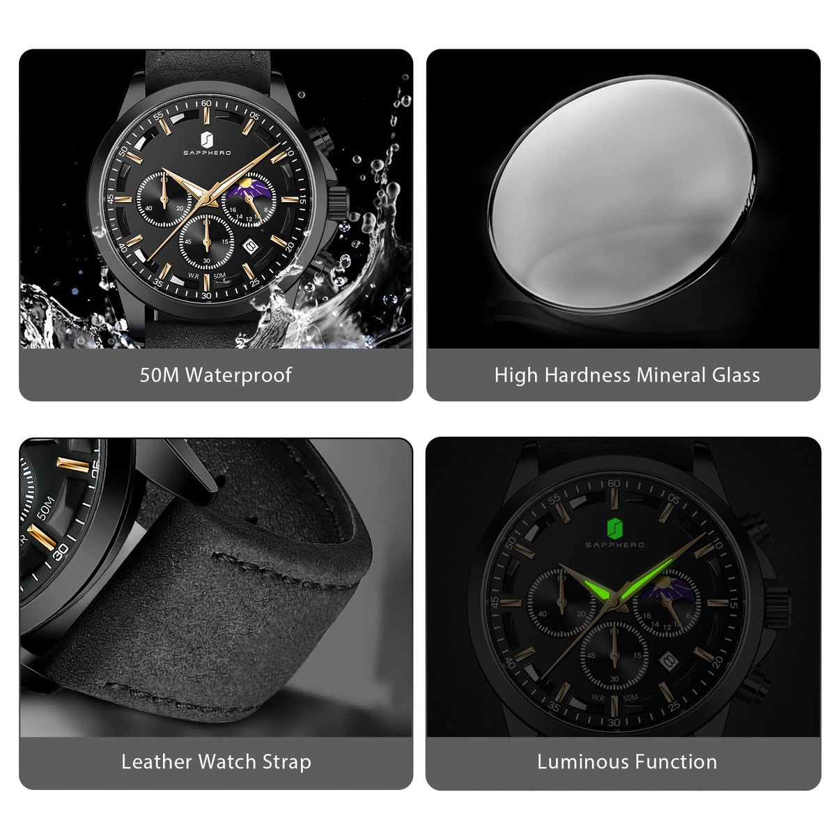 BENYAR BY Uhren Herren Chronograph Analog Quarz Wasserdicht Datum Armbanduhr Herren Mode Business-Kleid Herrenuhr Elegantes Geschenk fur Männer