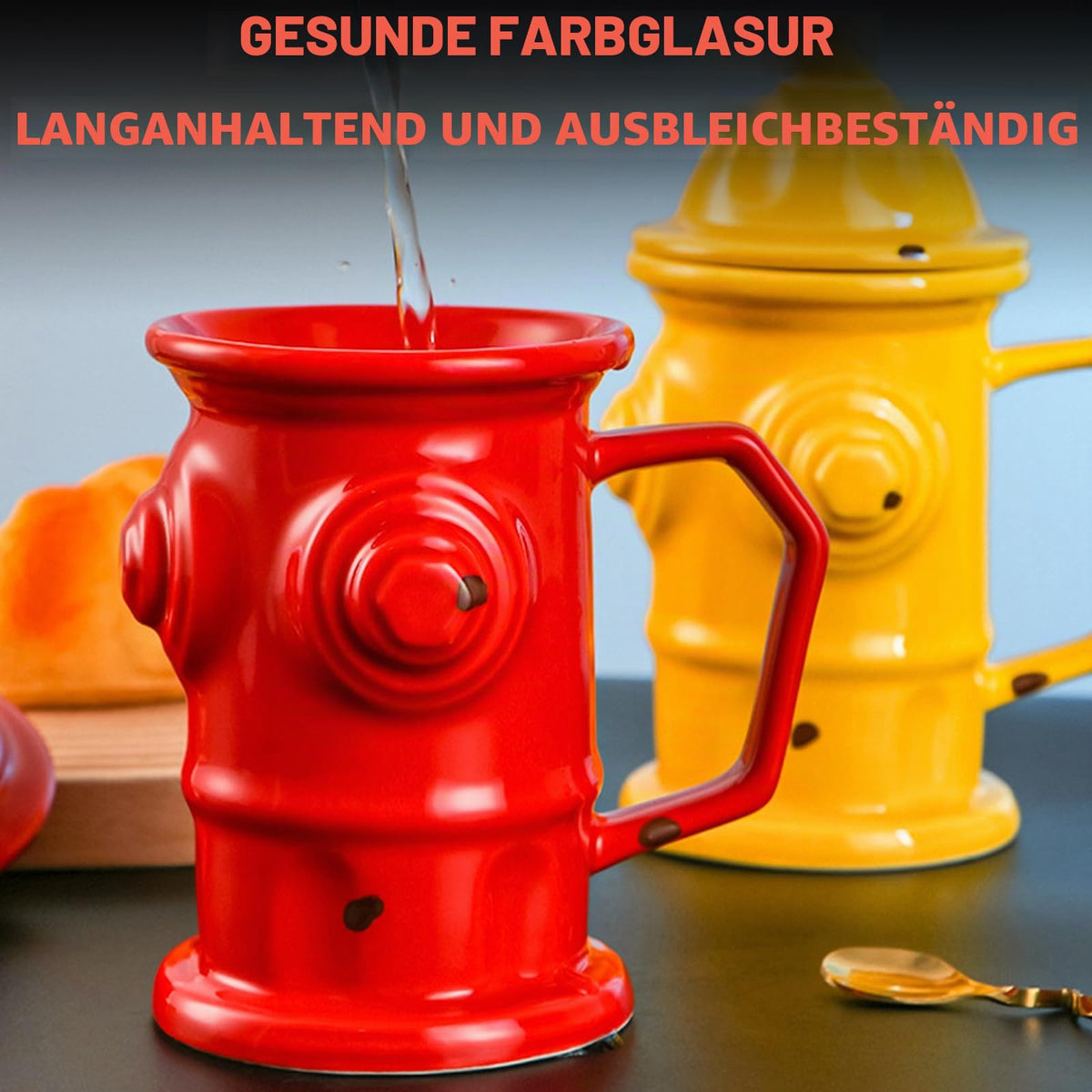 ZONSUSE Feuerlöscher Tasse Personalisiert,Becher in Form Eines Feuerlöschers,Kaffeebecher Porzellan,Lustige Geschenke für Männer Frauen Firemen Liebhaber Freunde Kollegen Kinder Geburtstage (Rot)