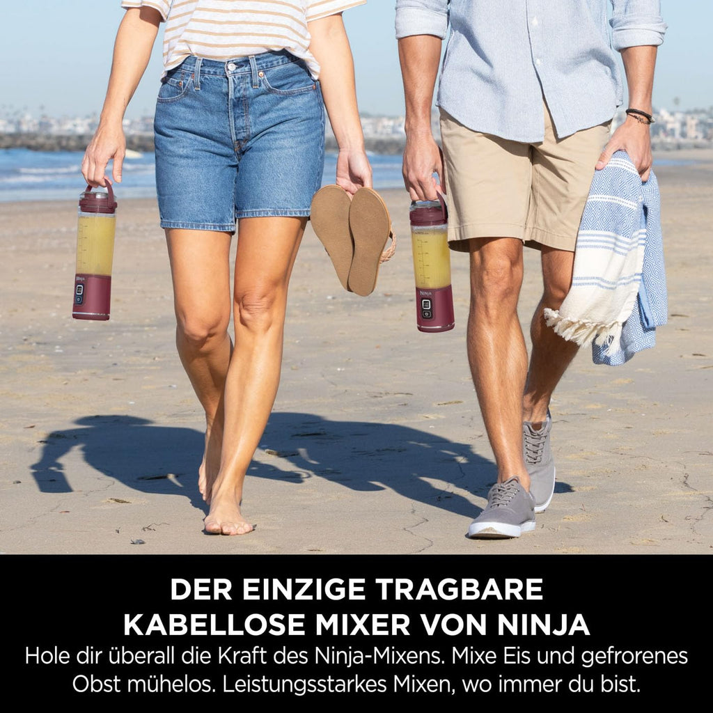Ninja Blast Tragbarer Mixer / Blender / Smoothie Maker, 530ml Becher, Auslaufsicherer Deckel, Leistungsstarker Mini Standmixer, Kabellos & Wiederaufladbar, Zerkleinert Eis & Obst, Blau, BC151EUNV