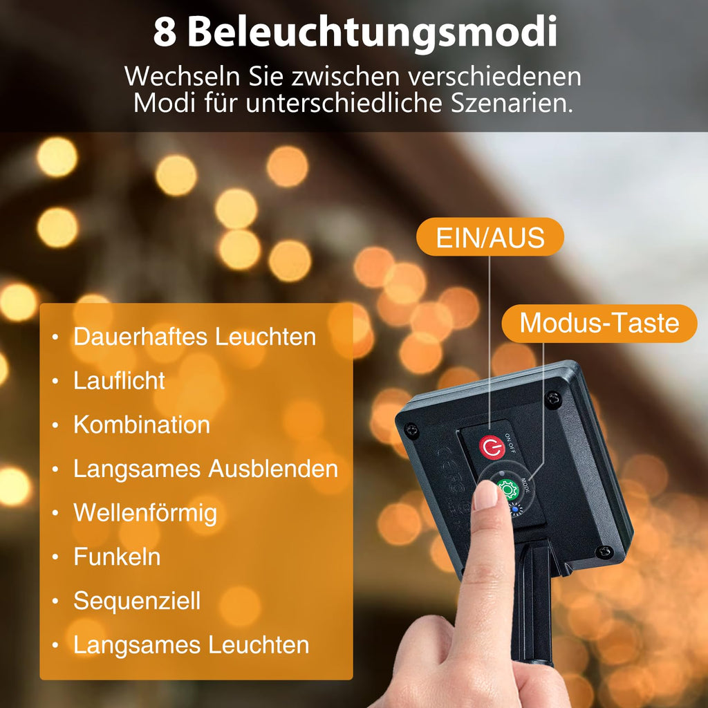 Peasur 3 Stück Solar Lichterkette Outdoor, 3x12M 120 LED Lichterkette Außen