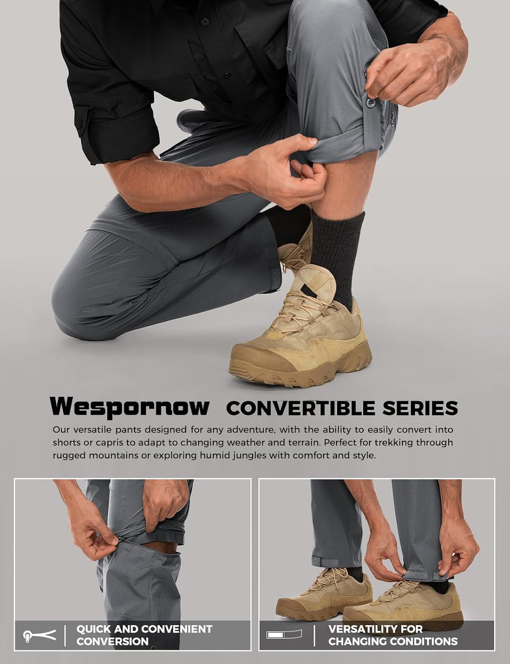 Wespornow Wanderhose Herren Zip-Off: 3 in 1 Atmungsaktiv für Trekking