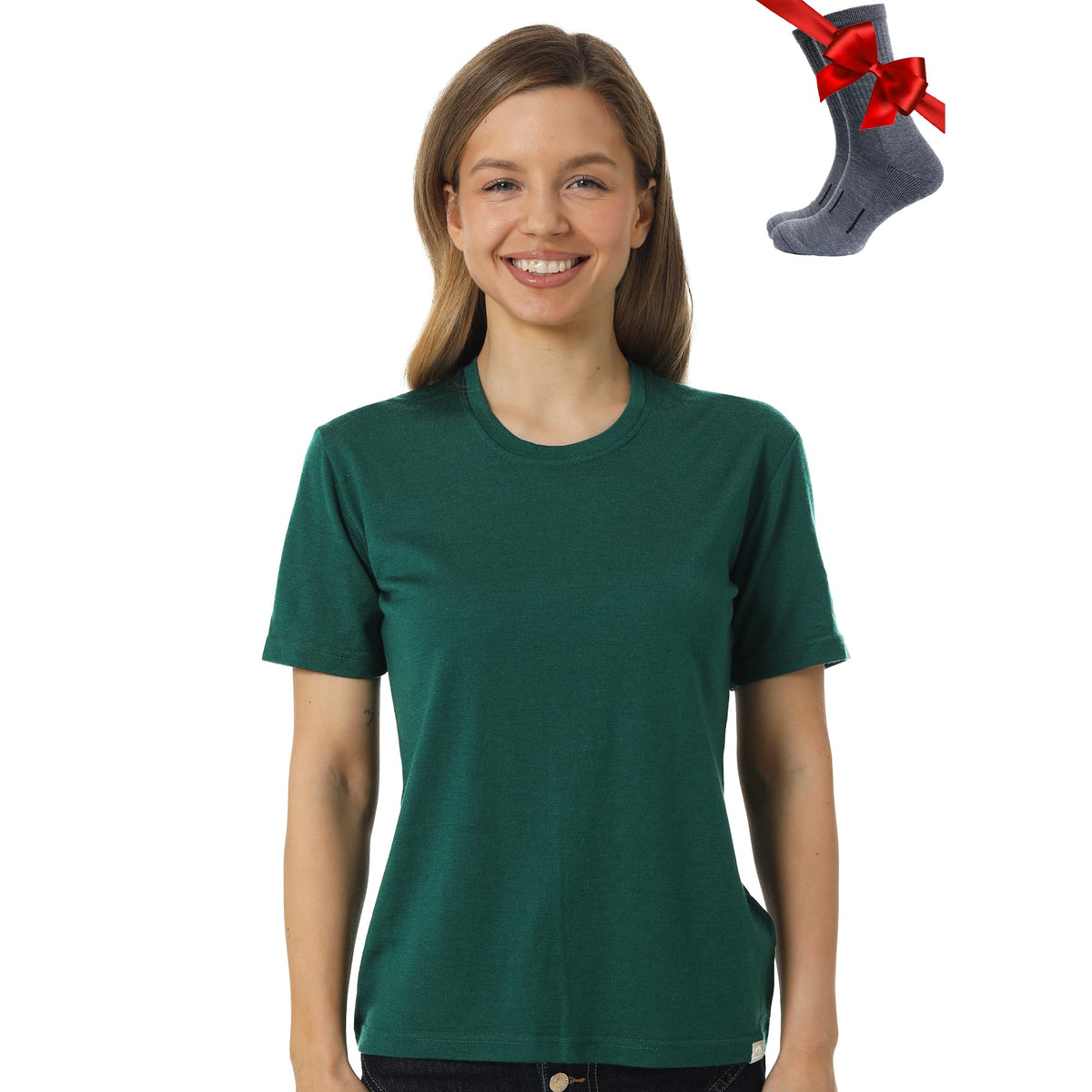Merino.tech 100% Merino Shirt Damen Wandern & Alltag + Wandersocken
