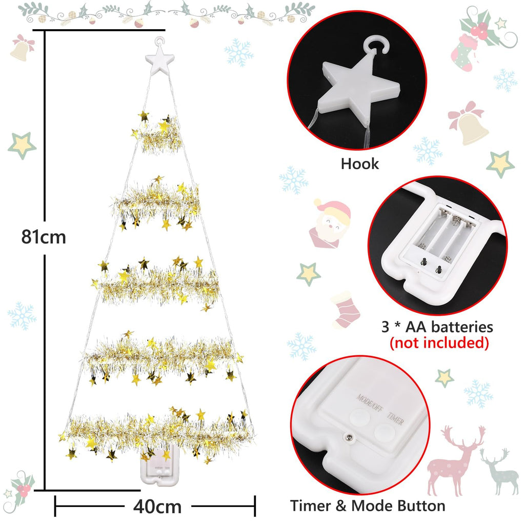 Geemoo LED Weihnachtsmann Leiter Lichterkette - 3 Meter LED Weihnachtsbeleuchtung Strombetrieben mit Timer, Speicherfunktion, 8 Modi, für Innen Außen Weihnachtsbaum Fenster Weihnachten Deko (Warmweiß)