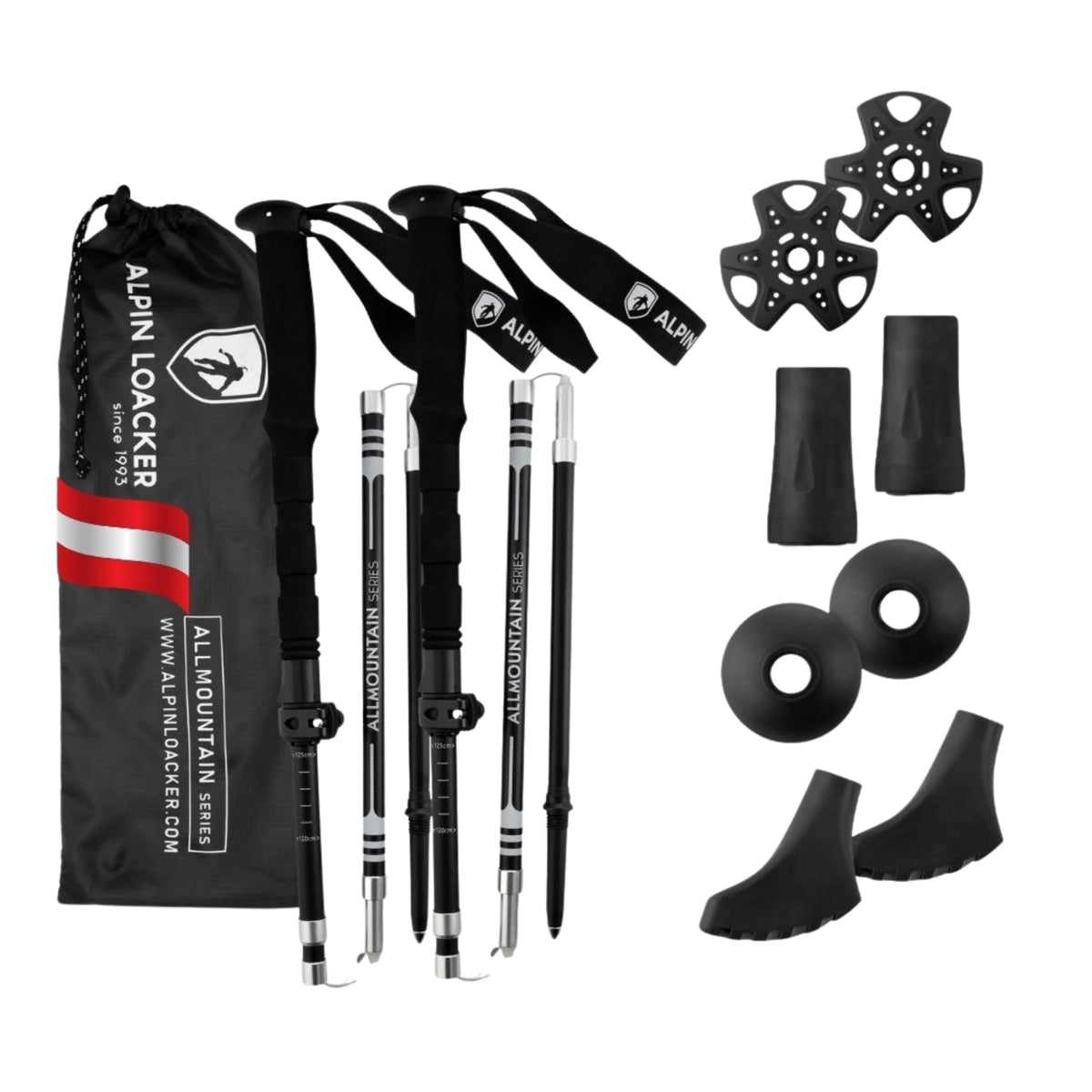 ALPIN LOACKER Wanderstöcke faltbar Carbon oder Aluminium mit Korkgriff I Nordic Walking Stöcke Damen & Herren I Leichte Faltbare Trekkingstöcke Teleskop für Bergsport