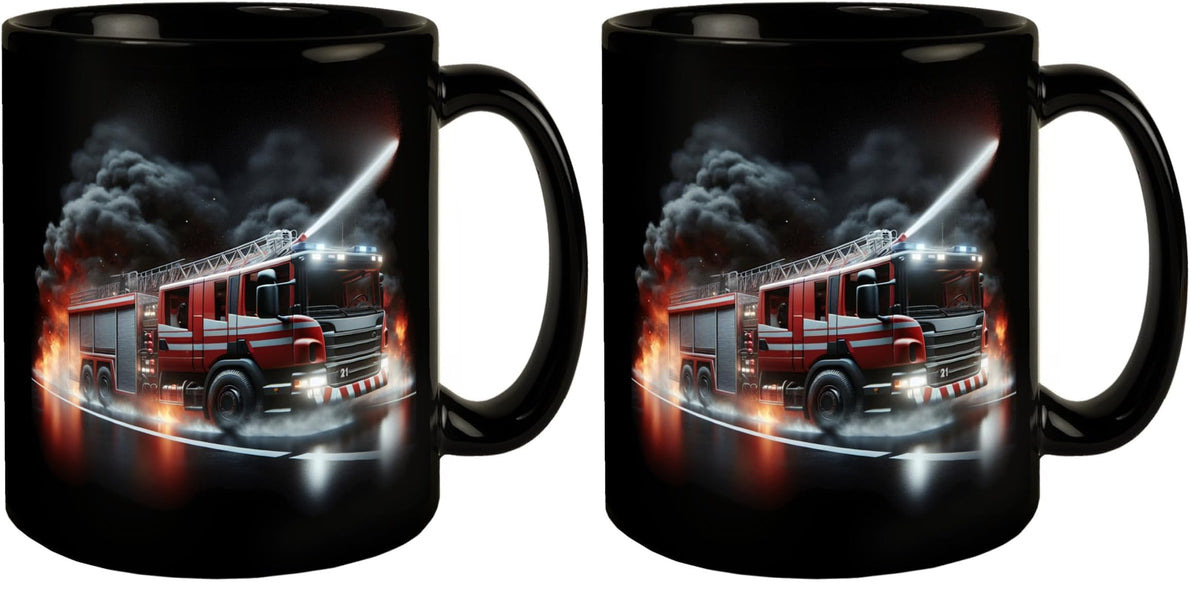 Feuerwehrfahrzeug im Einsatz Tasse in Schwarz Feuerwehr Tasse Einsatzfahrzeug Feuer Rettung Notfall Hilfe Löschfahrzeug Geschenk