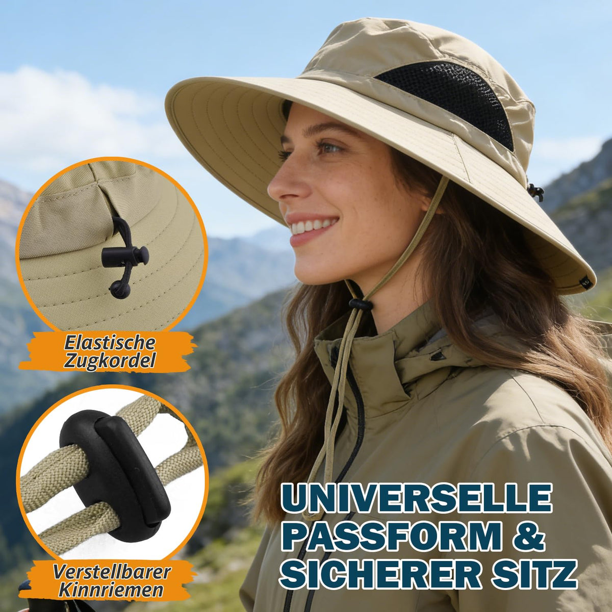 EINSKEY Breitkrempe Sonnenhut, wasserdichter Buschhut für Damen und Herren