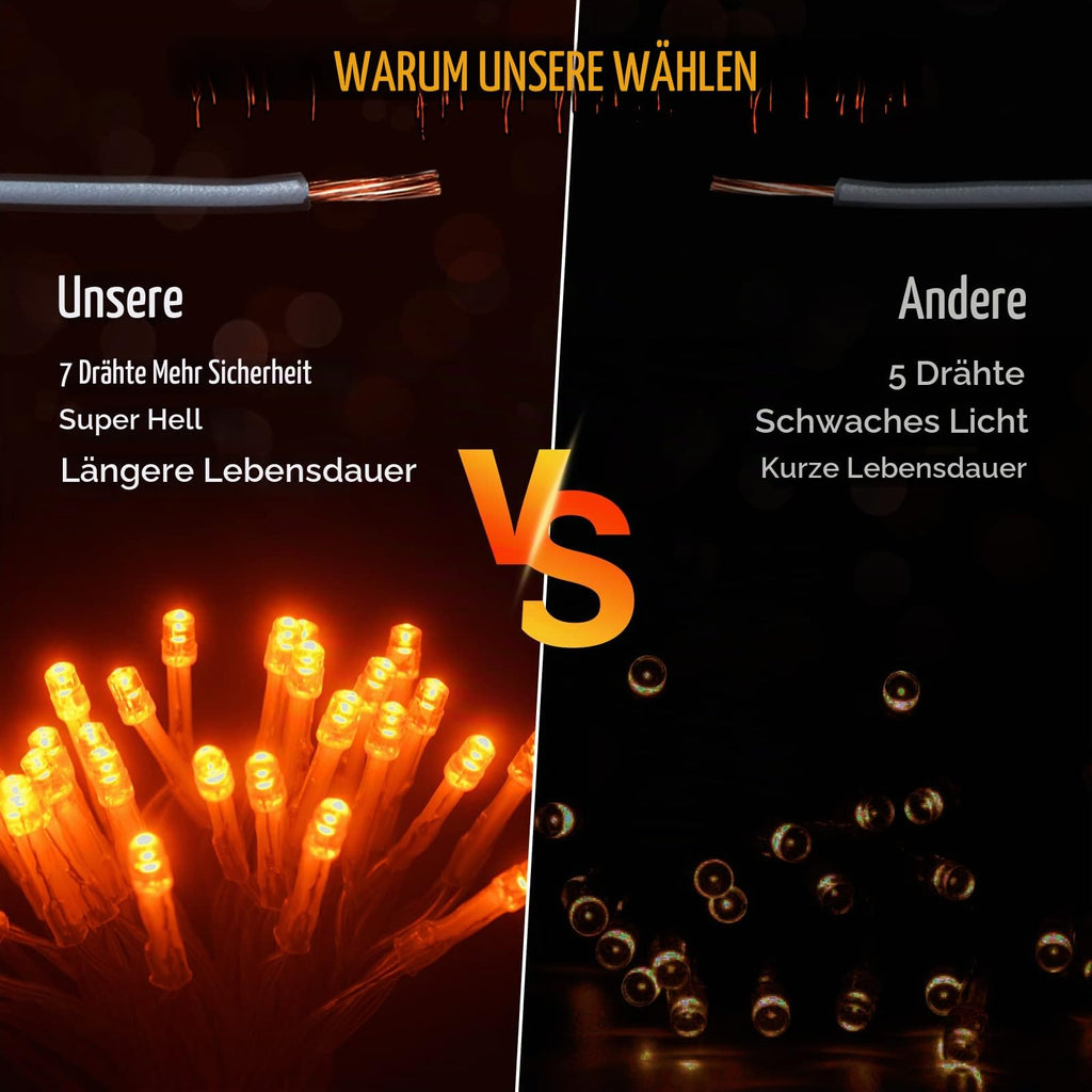 Dalugo 2 Stück Lichterkette Batterie, 3M 30 LED Orange Wasserdicht Lichterketten mit 6h Timer für Innen außen