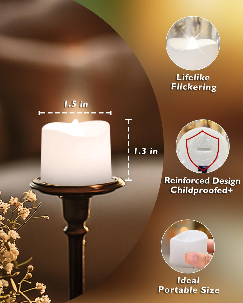 Homemory 12 led teelichter mit Timer, elektrische flackernde batteriebetriebene Kerzen, 6 Stunden an und 18 Stunden aus, 3.2x3.6 cm, Plastik