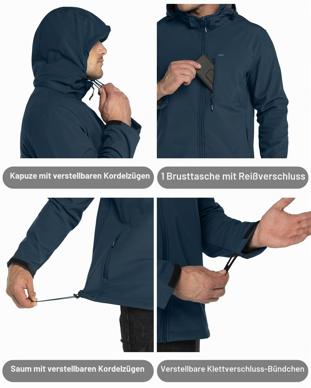 33,000ft Softshelljacke für Herren Wasserdicht Outdoor Jacke Übergangsjacke