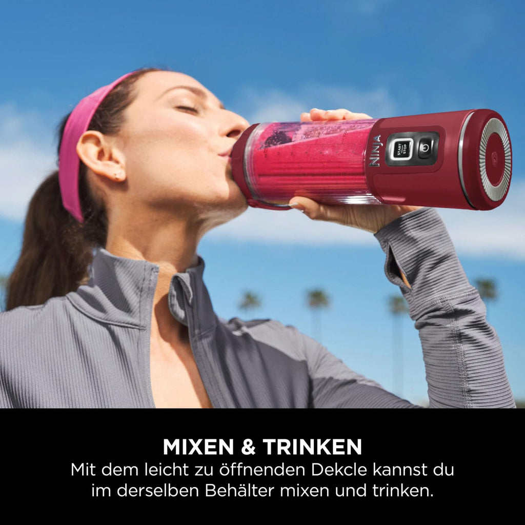 Ninja Blast Tragbarer Mixer / Blender / Smoothie Maker, 530ml Becher, Auslaufsicherer Deckel, Leistungsstarker Mini Standmixer, Kabellos & Wiederaufladbar, Zerkleinert Eis & Obst, Blau, BC151EUNV