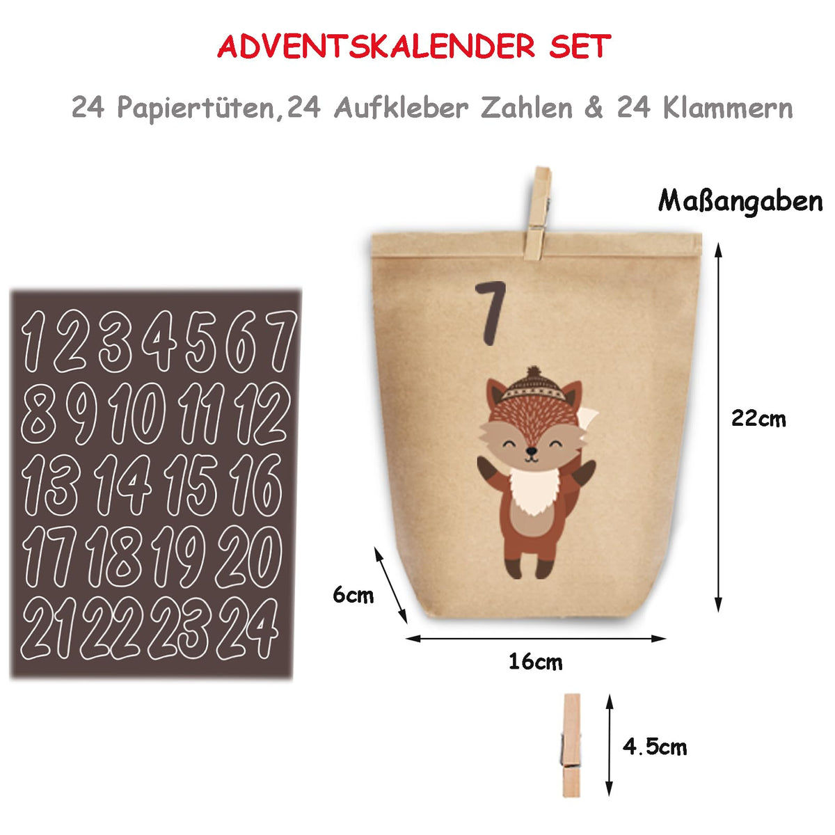 Adventskalender zum Befüllen, 24 Weihnachtskalender Papiertüten zum Selber Basteln, Geschenktüten zum selbst füllen, Advents Tüten Selbstbefüllen für Kinder & Erwachsene