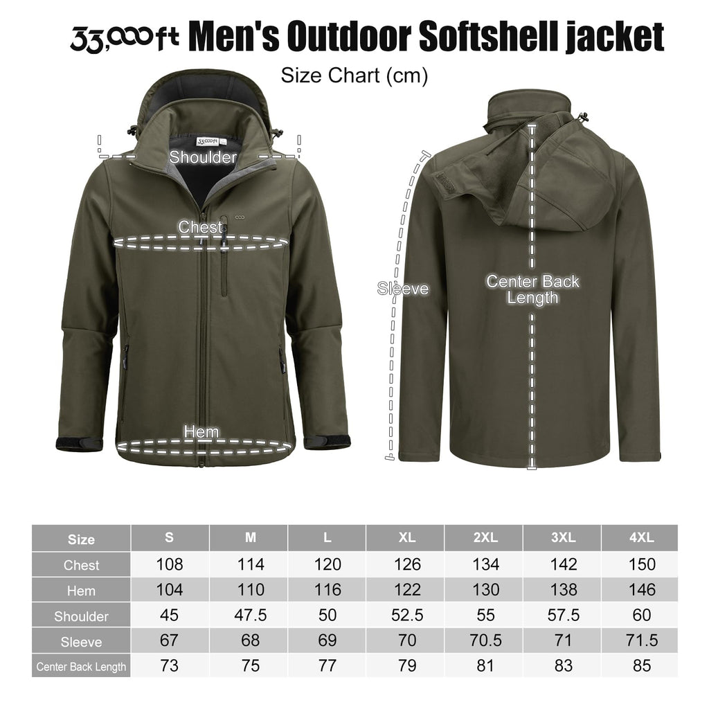 33,000ft Softshelljacke für Herren Wasserdicht Outdoor Jacke Übergangsjacke