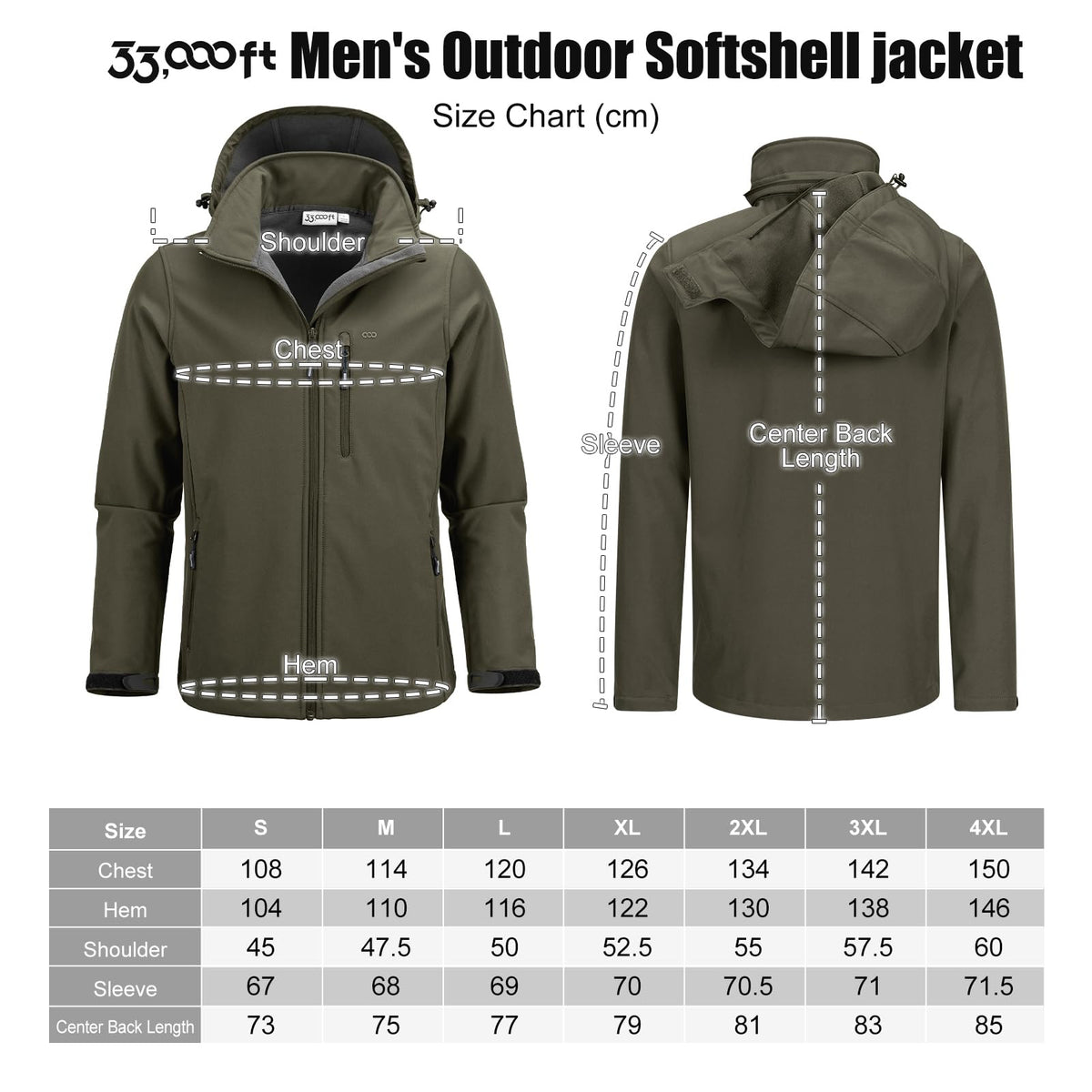 33,000ft Softshelljacke für Herren Wasserdicht Outdoor Jacke Übergangsjacke