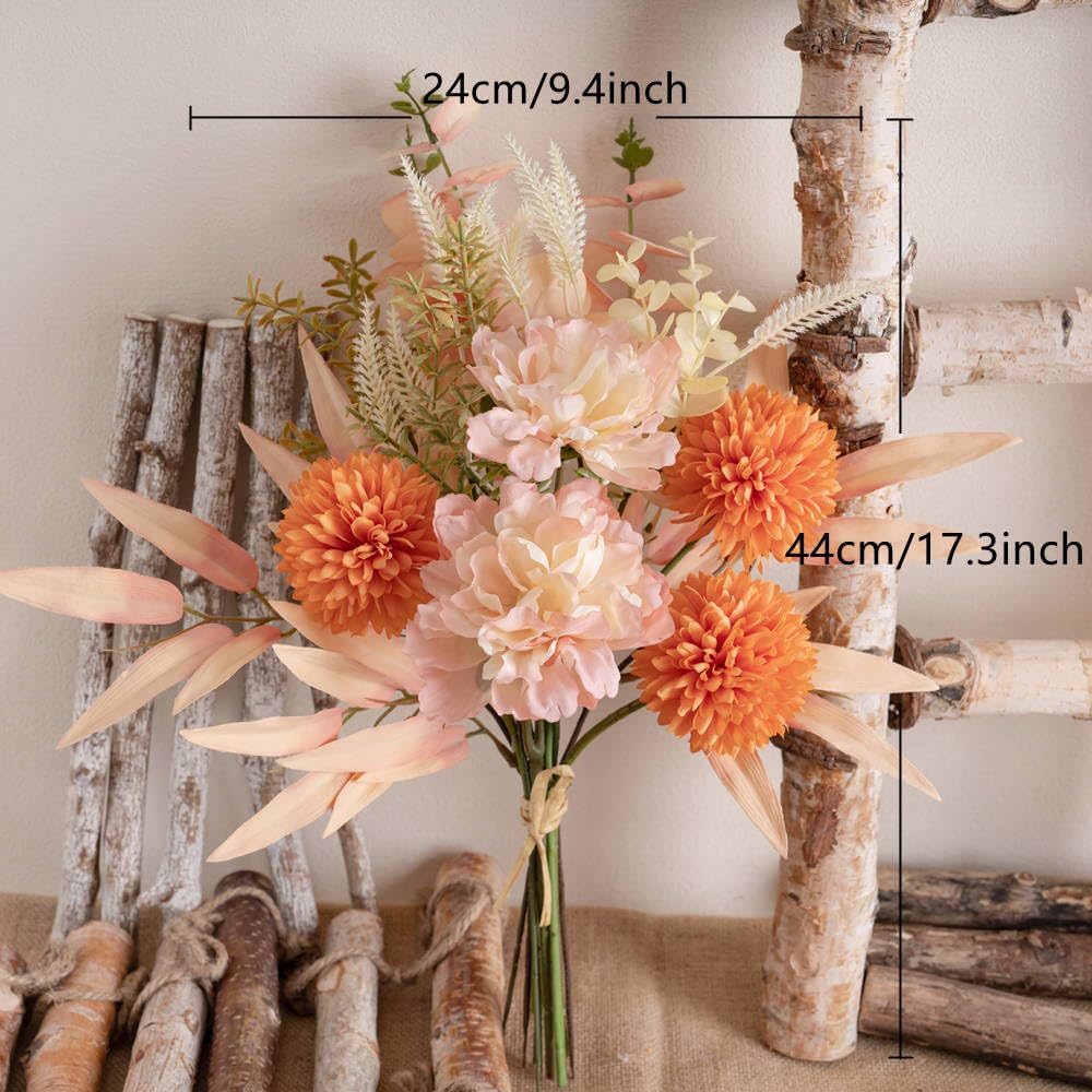 KIRIFLY Kunstblumen Künstliche Pflanzen Blumen Deko Seidenblumen Blumenarrangements Kernstück Hochzeit Blumenstrauß(Herbstrot)