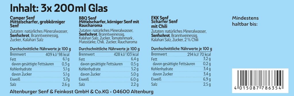 Altenburger Original Bierkiste - drei mit Bier verfeinerte Senfsorten als Geschenk-Set (3-teilig), Geschenkbox für Männer und Frauen