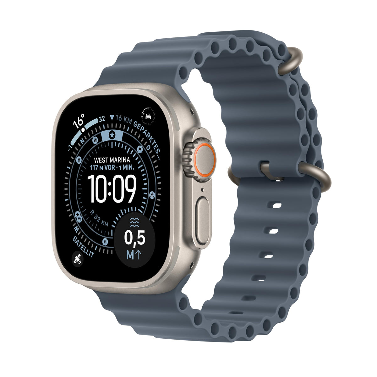Apple Watch Ultra 3 GPS + Cellular 49 mm Premium Smartwatch für Lauftraining und Kombinationssport mit robustem Titangehäuse in Schwarz und Trail Loop in Schwarz/Kohlegrau (M/L)