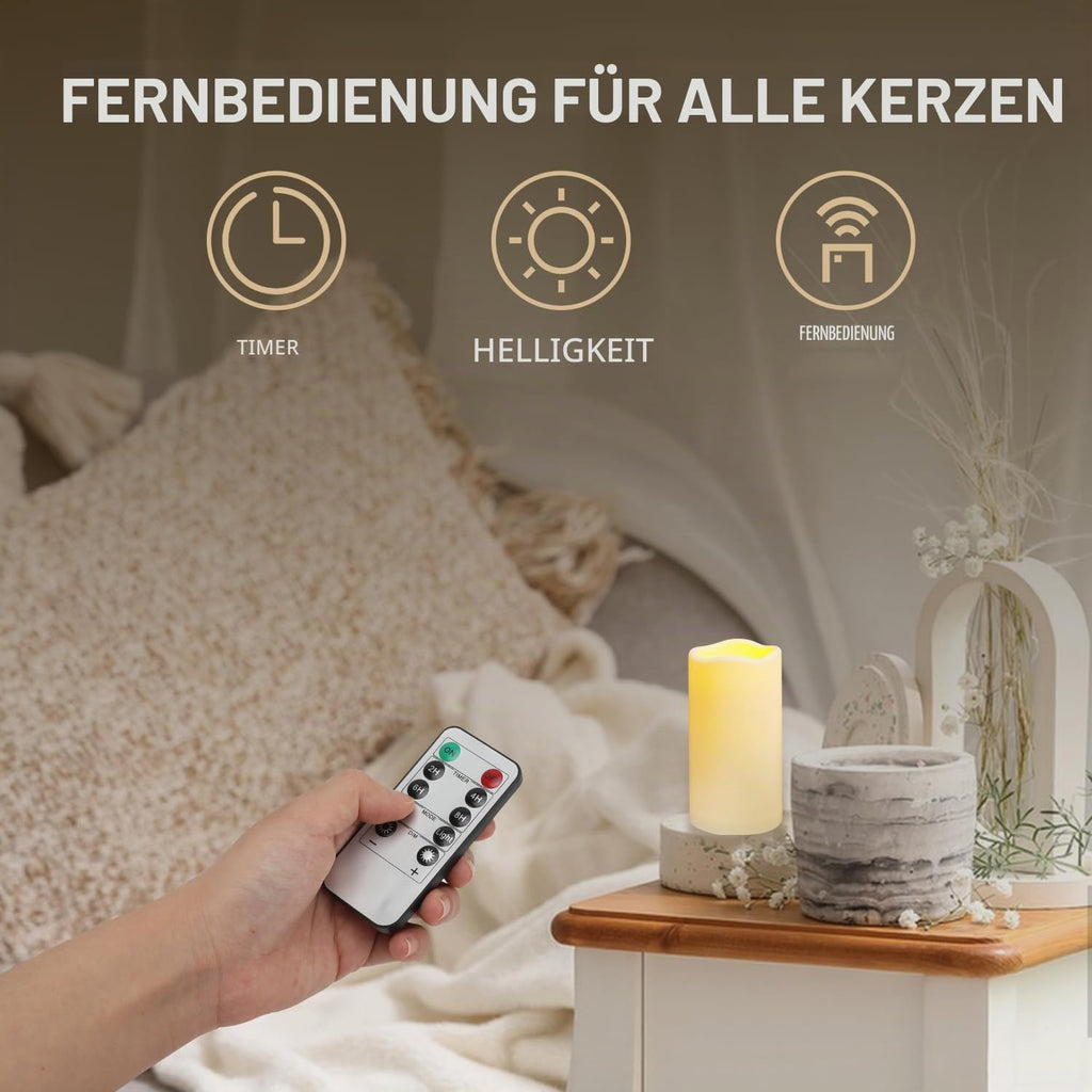 2PACK Wasserdichte Outdoor Flammenlose LED Kerzen Fernbedienung Timer