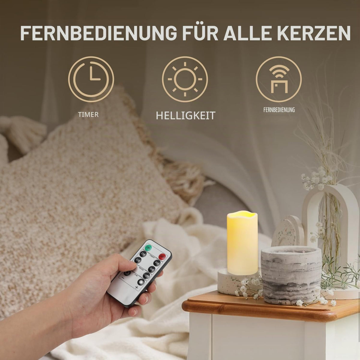 2PACK Wasserdichte Outdoor Flammenlose LED Kerzen Fernbedienung Timer