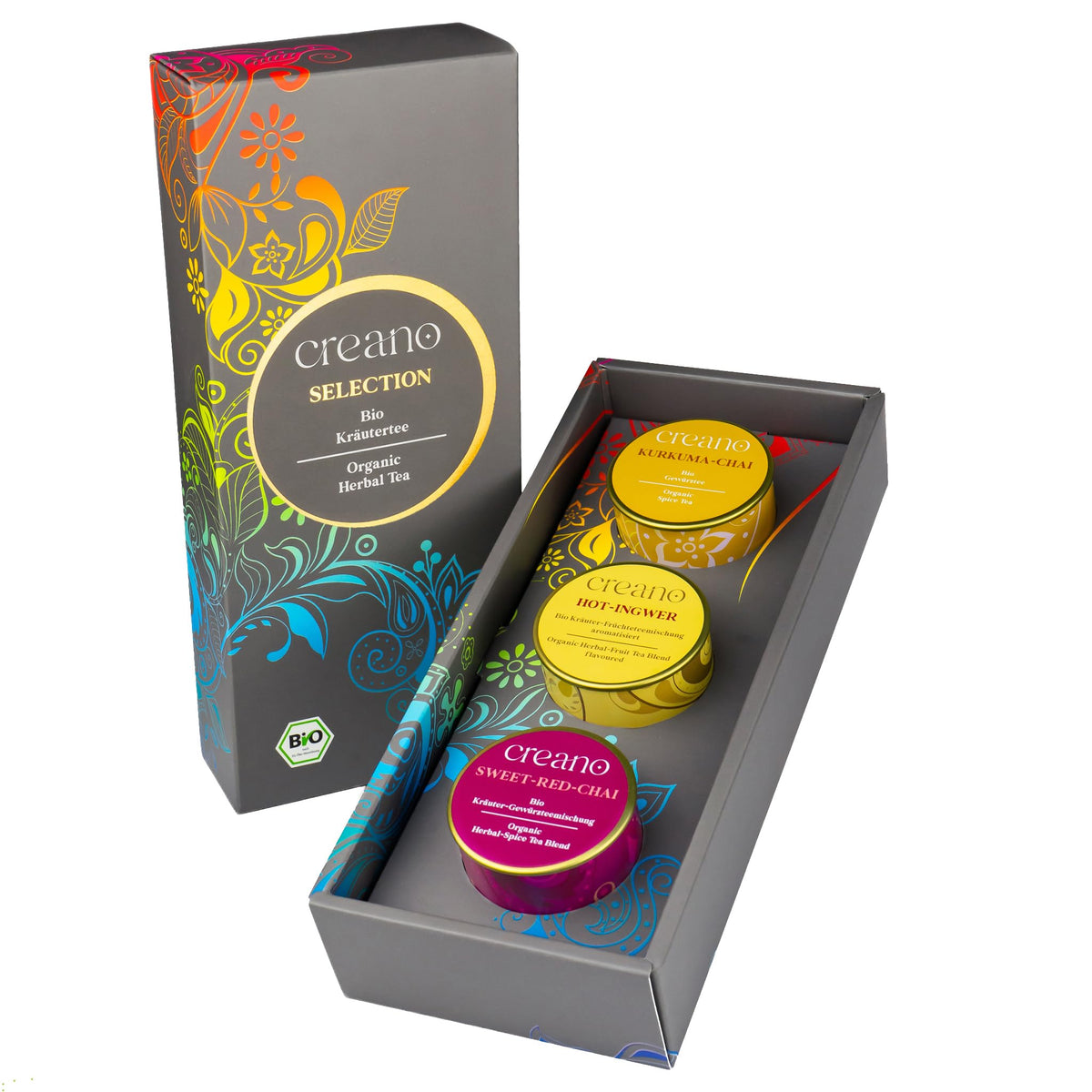 Creano Premium Bio Kräutertee Geschenkset „ORGANIC HERBAL TEA“ - 9 Pyramiden-Teebeutel in 9 unterschiedlichen Sorten - 22,5g - NEUHEIT 2024*