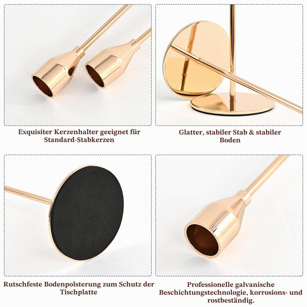 Pesonlook Set mit 24 Kerzenhaltern, Goldfarben, Konisch