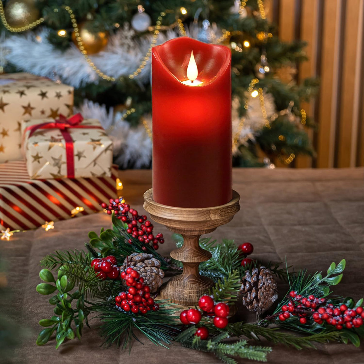 LED Kerzen Set von 9 Flammenlose Kerzen Batteriebetriebene Kerzen D2.2xH 4 "5" 6 "7" 8 "9" Echtwachssäule Kerzen Flackern mit Fernbedienung und Timer-Steuerung, Elfenbein Farbe（9x1）