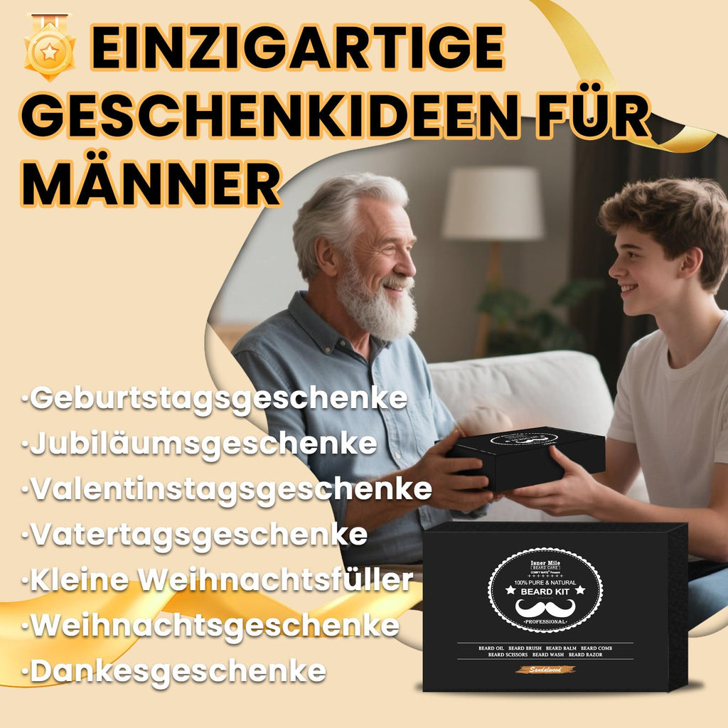 Bartpflege Set für Männer Reinigen & Nähren, Bart Geschenke Alles-in-1