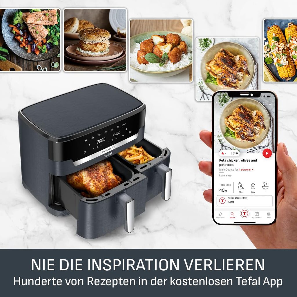 Tefal Dual Easy Fry Heißluftfritteuse 8,3 L mit 2 Kammern