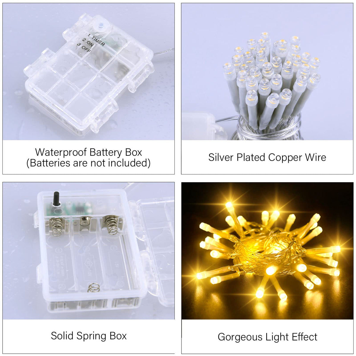 Dalugo 2 Stück Lichterkette Batterie, 3M 30 LED Orange Wasserdicht Lichterketten mit 6h Timer für Innen außen