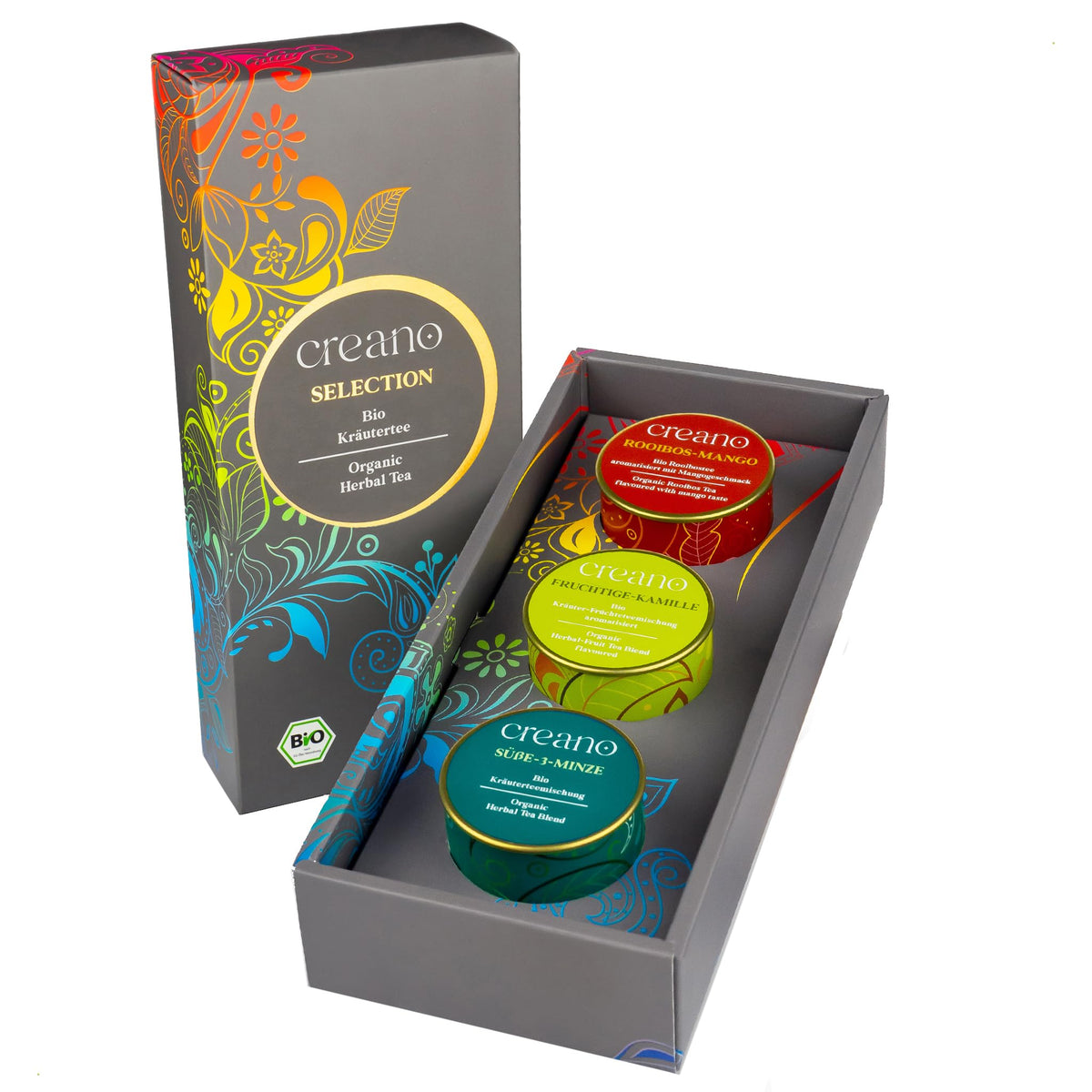 Creano Premium Bio Kräutertee Geschenkset „ORGANIC HERBAL TEA“ - 9 Pyramiden-Teebeutel in 9 unterschiedlichen Sorten - 22,5g - NEUHEIT 2024*