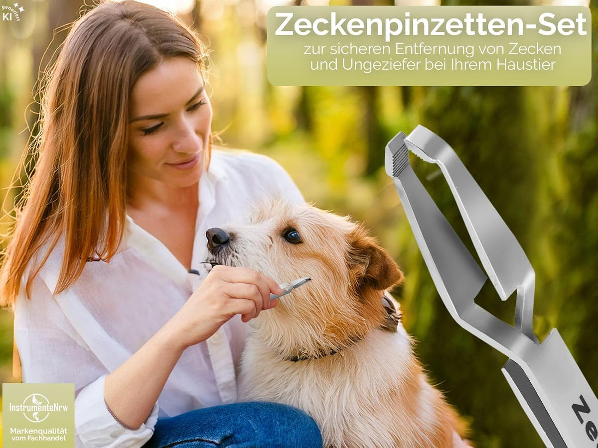 Zeckenzange Zeckenpinzette Zeckengreifer im 3er Set Edelstahl Rostfrei