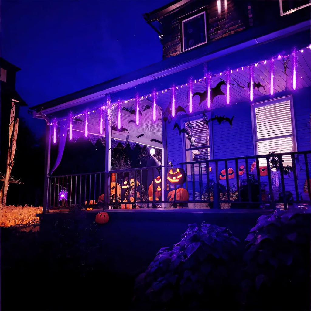 Kwaiffeo Weihnachtsdeko,10 Röhren LED Meteorschauer Lichterkette Außen, Wasserdichte Fallende Regen Lichter für Weihnachten Halloween Weihnachtsbaum Hochzeit Garten Fenster, Mehrfarbig