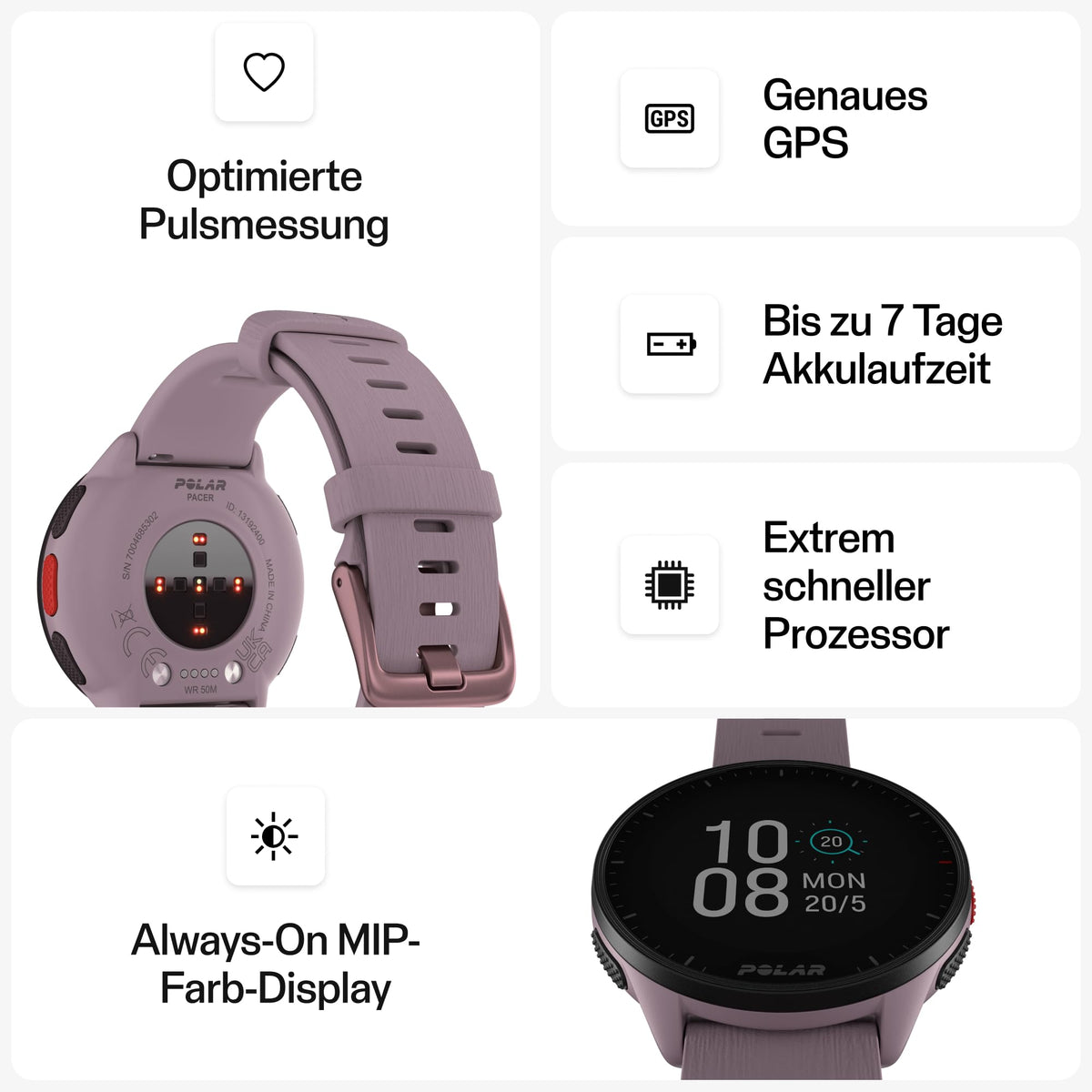 Polar Pacer GPS Hardloophorloge met Polshartslag