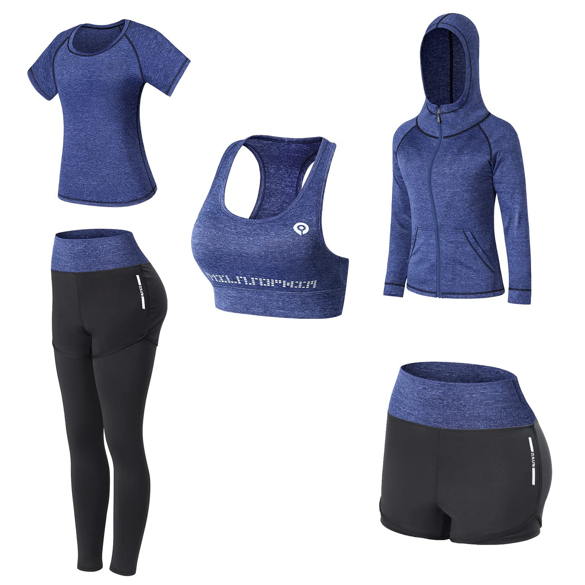 JULY'S SONG Yoga Kleidung Anzug 5er-Set Trainingsanzug Laufbekleidung Gym Fitness Kleidung