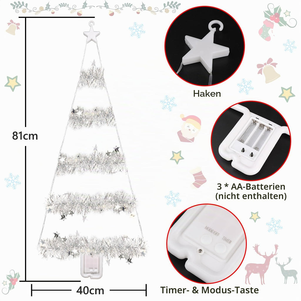 Geemoo LED Weihnachtsmann Leiter Lichterkette - 3 Meter LED Weihnachtsbeleuchtung Strombetrieben mit Timer, Speicherfunktion, 8 Modi, für Innen Außen Weihnachtsbaum Fenster Weihnachten Deko (Warmweiß)