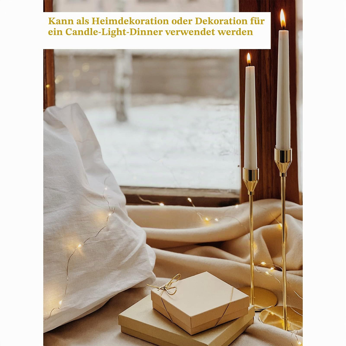 Pesonlook Set mit 24 Kerzenhaltern, Goldfarben, Konisch