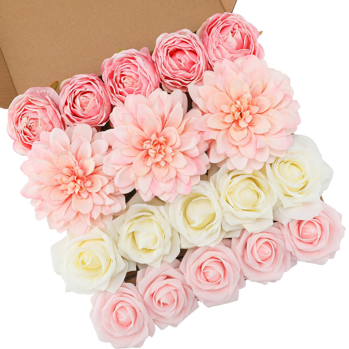 Floweroyal Künstliche Blumen Lila Seidenblumen Mischen Sie Dahlienrosen mit Stielen für DIY Hochzeits-Brautsträuße, Babydusche, Blumengesteck, Tischdekoration, Heimdekorationen.