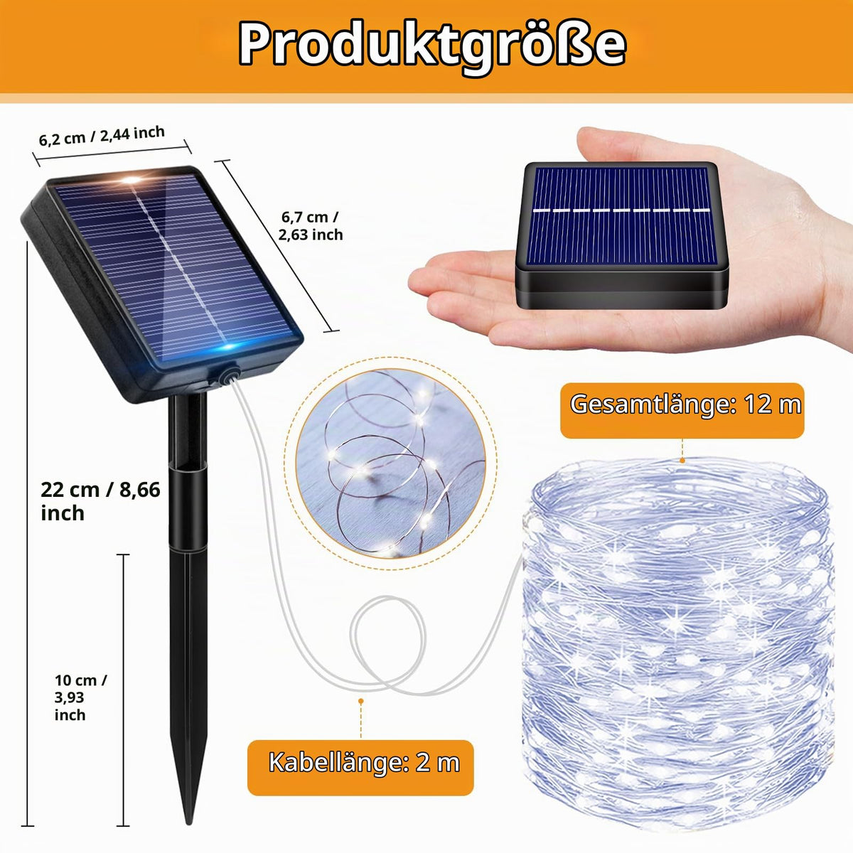 Peasur 3 Stück Solar Lichterkette Outdoor, 3x12M 120 LED Lichterkette Außen