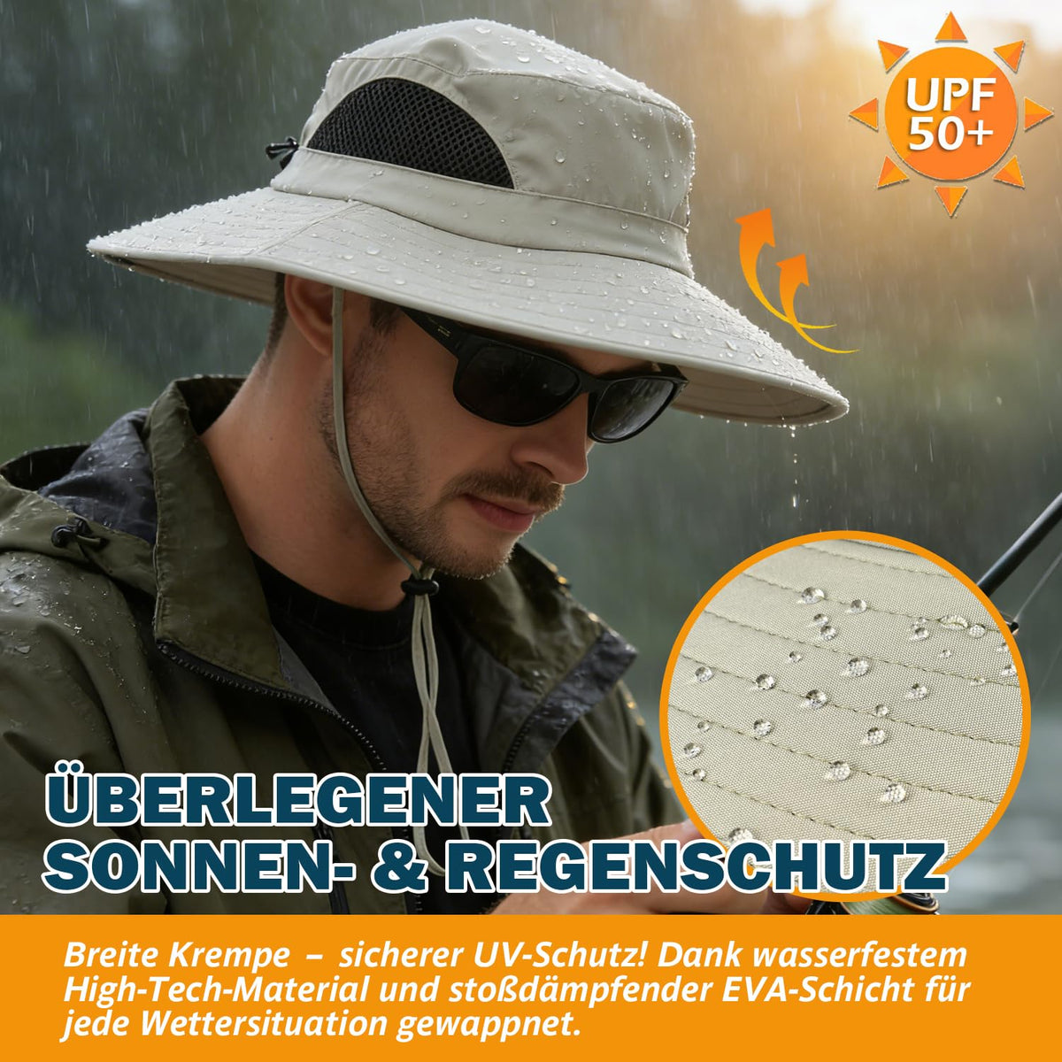 EINSKEY Breitkrempe Sonnenhut, wasserdichter Buschhut für Damen und Herren