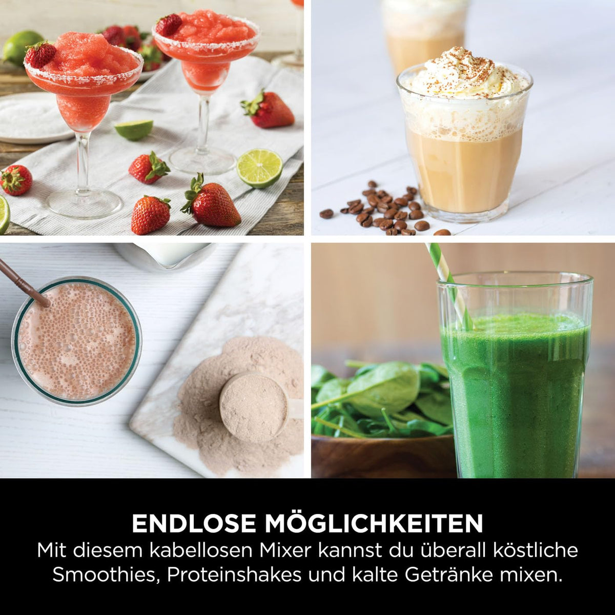 Ninja Blast Tragbarer Mixer / Blender / Smoothie Maker, 530ml Becher, Auslaufsicherer Deckel, Leistungsstarker Mini Standmixer, Kabellos & Wiederaufladbar, Zerkleinert Eis & Obst, Blau, BC151EUNV