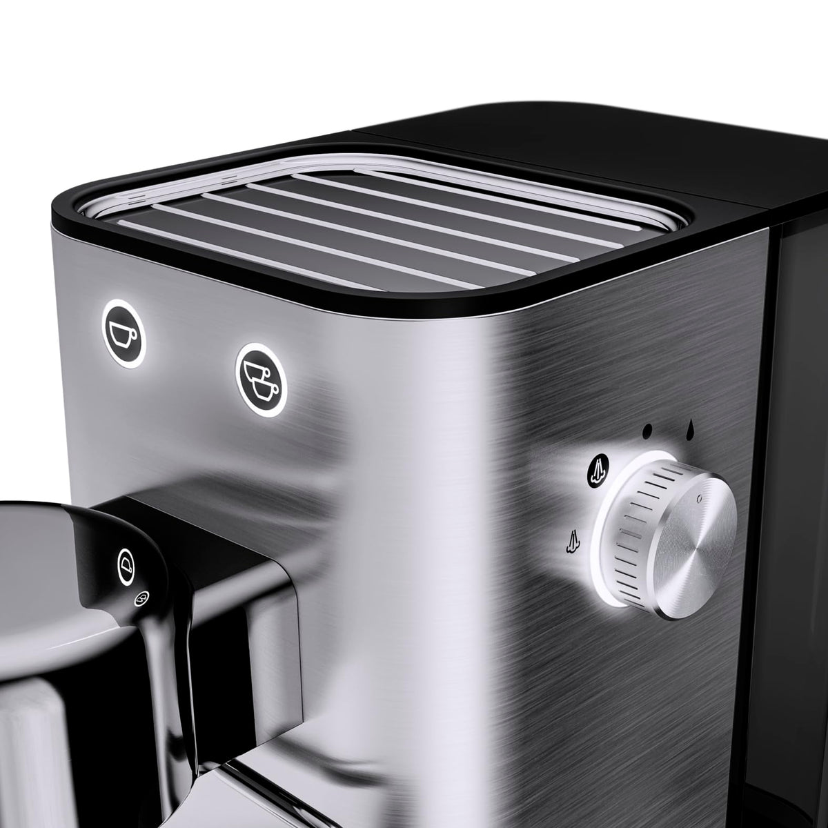 WMF Espresso Pro Siebträgermaschine, halbautomatische Espressomaschine mit Mahlwerk, 15 bar Druck, integrierte Waage, Doppel-Thermoblock Technologie, schnelles Erhitzen, Steingrau