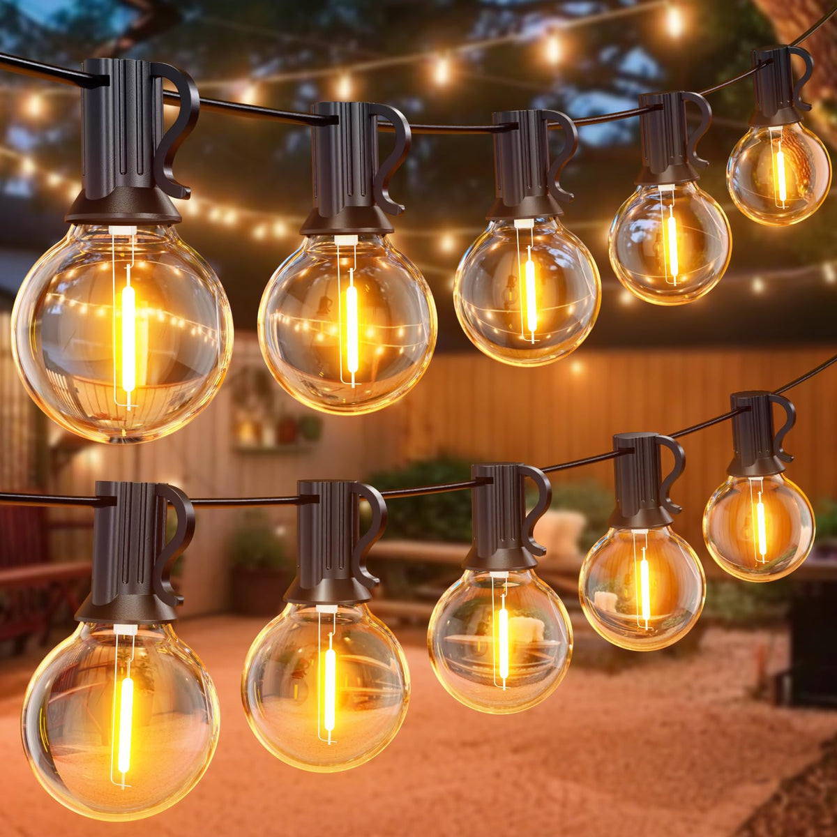 GPATIO Lichterkette Outdoor Außen LED Strom, 30M Lichterketten mit 52 Bulbs