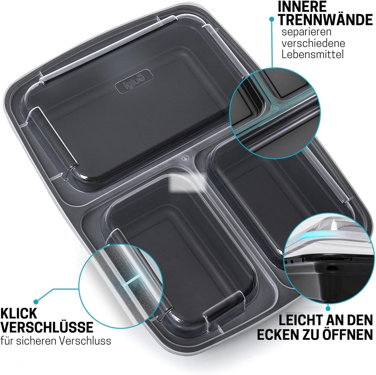 Igluu Meal Prep Boxen (10er-Pack) 2 Fächer – 887ml