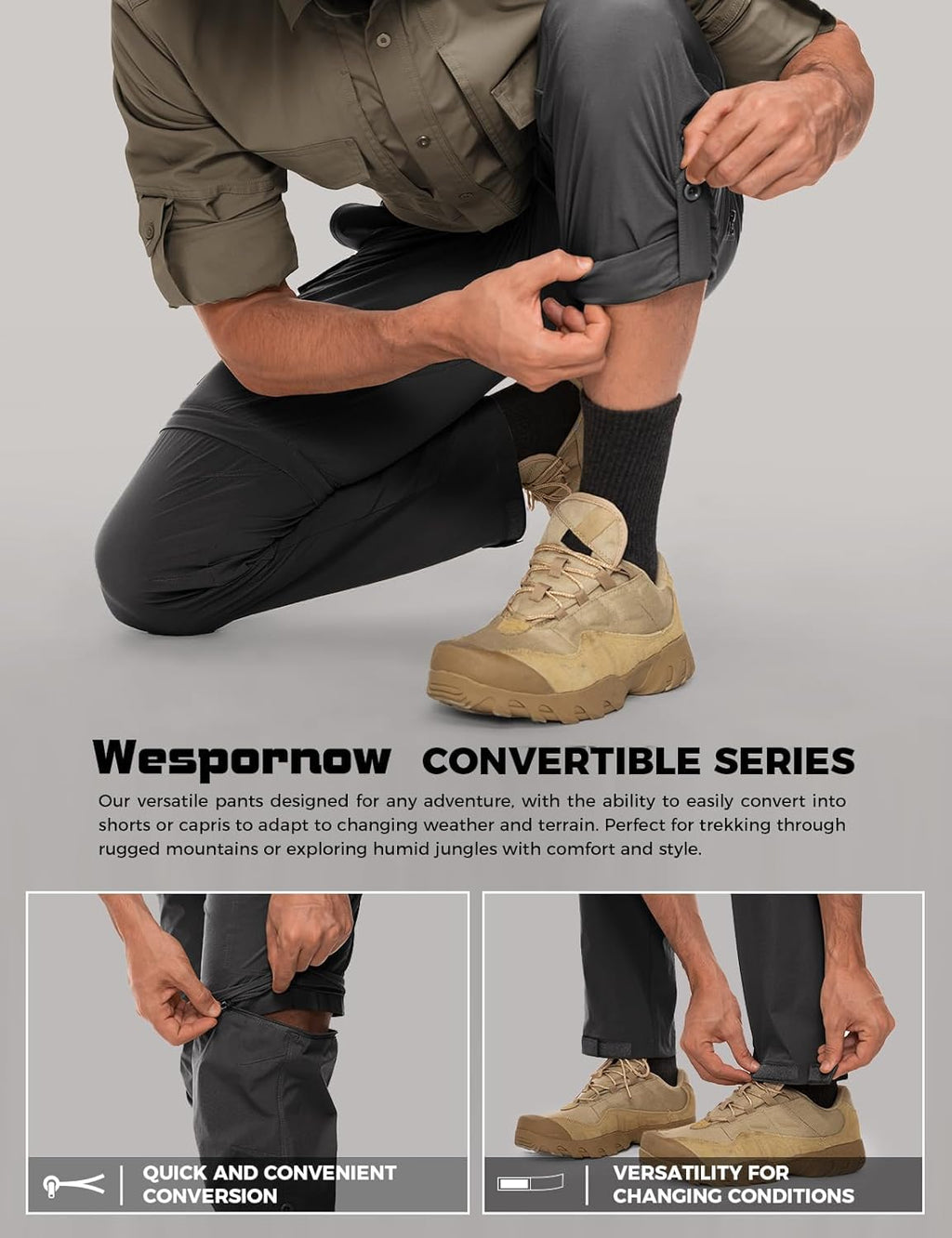 Wespornow Wanderhose Herren Zip-Off: 3 in 1 Atmungsaktiv für Trekking