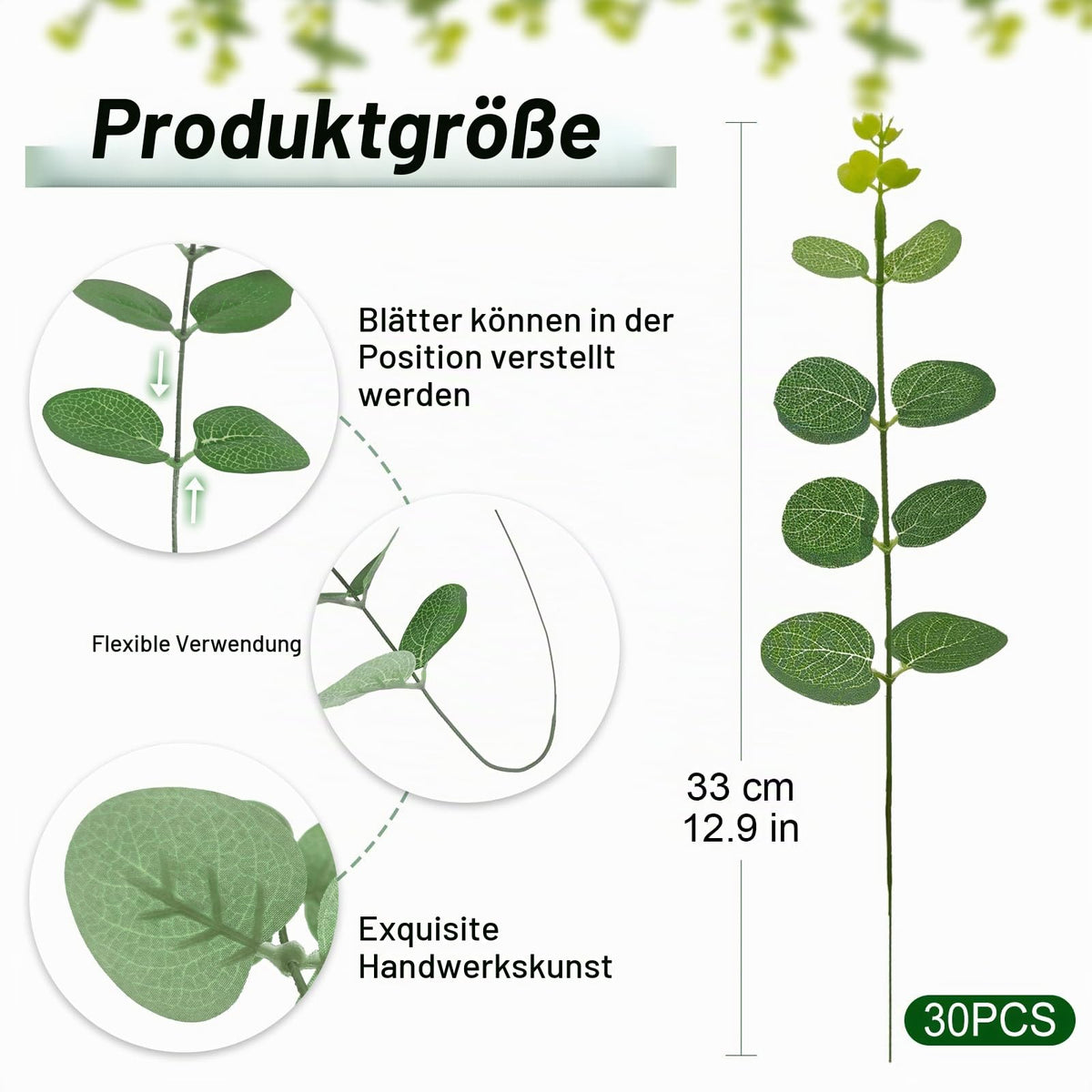 ROLLWAY 30 Stück Eukalyptus Deko Herbstblumen Künstlich, Kunstblumen Herbst
