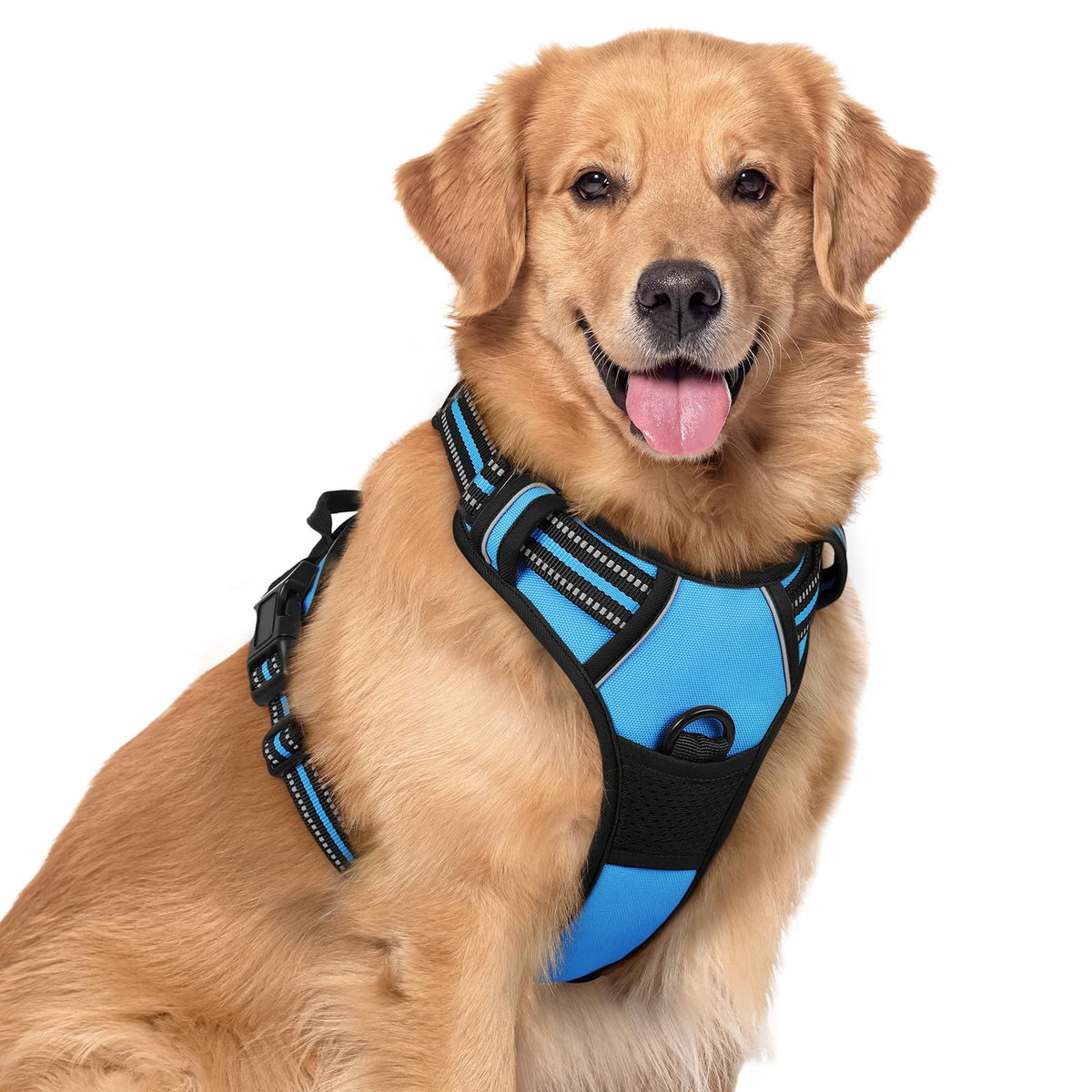 rabbitgoo Hundegeschirr Grosse Hunde Anti Zug mit Griff, L, Schwarz