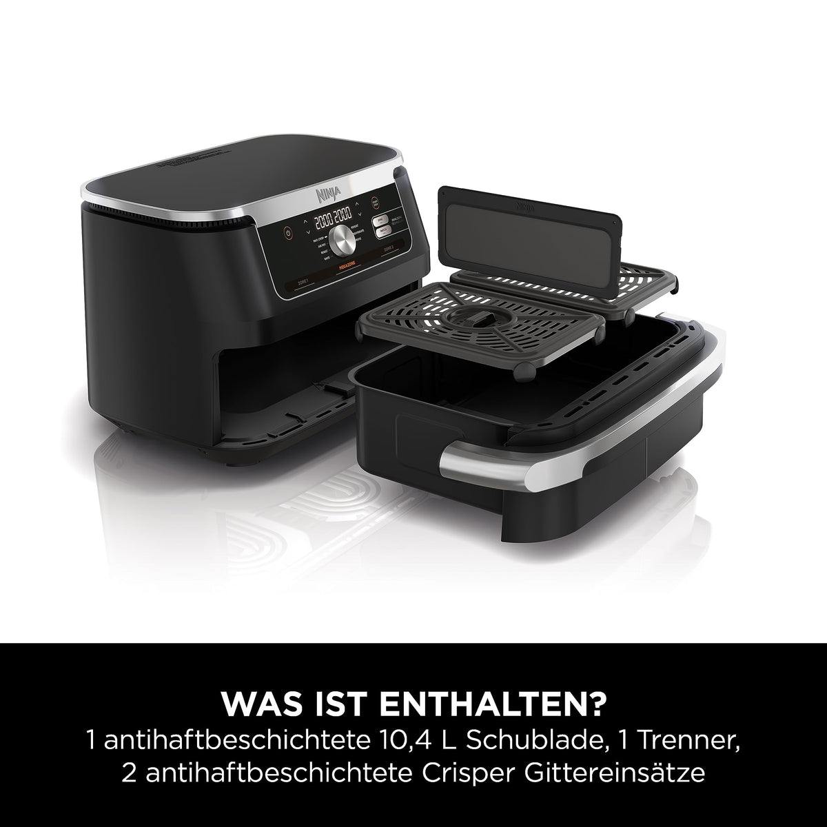 Ninja Foodi FlexDrawer Heißluftfritteuse, 10,4 L, Dual Zone, Schwarz/Kupfer