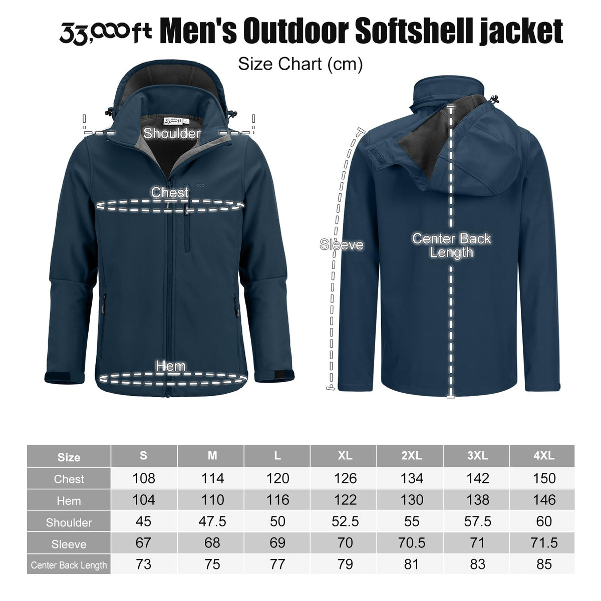 33,000ft Softshelljacke für Herren Wasserdicht Outdoor Jacke Übergangsjacke